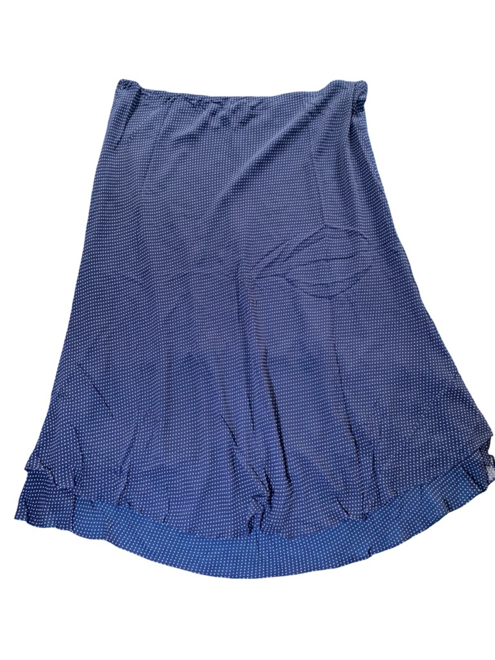 Lauren Ralph Lauren 100% Silk Polka Dot High-Low Midi Skirt - Navy/Cream - 20W - Picture 3 of 5